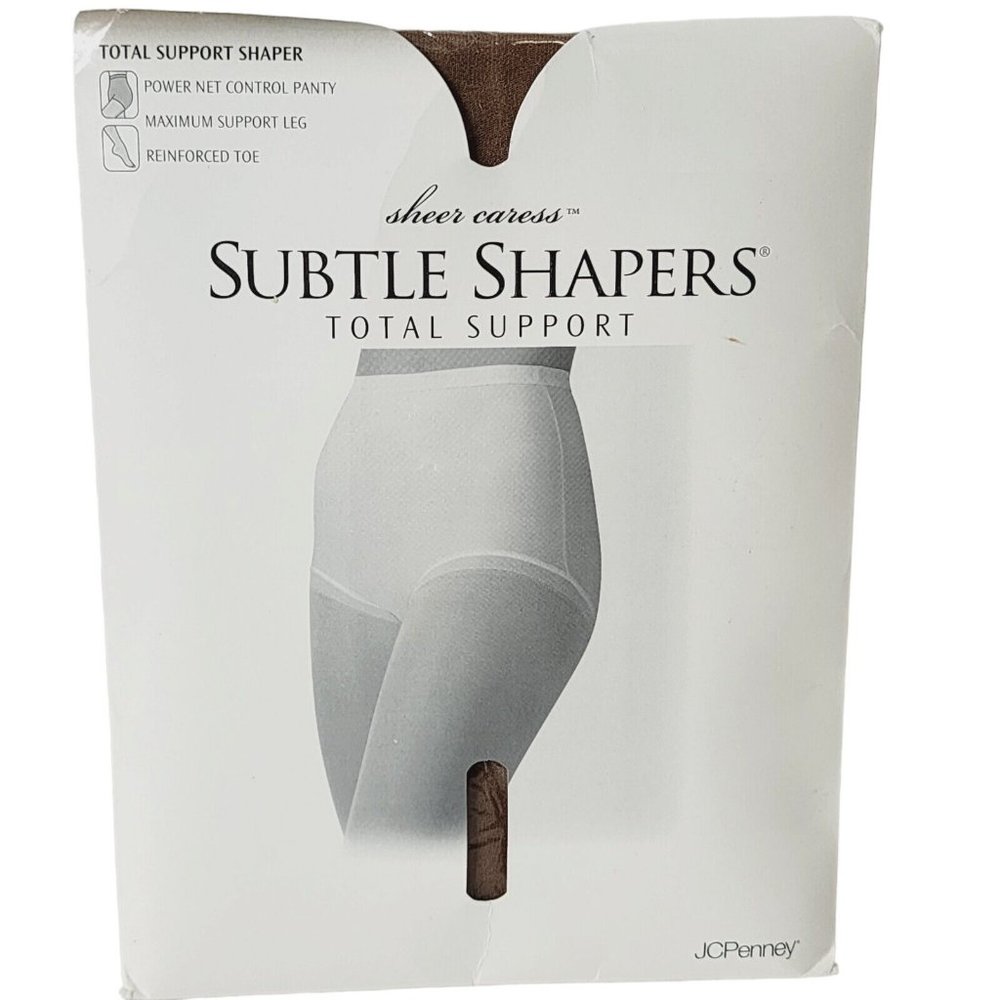 JCPenney Sheer Caress Subtle Shapers Total Support Pantyhose 10064-4 Queen Short